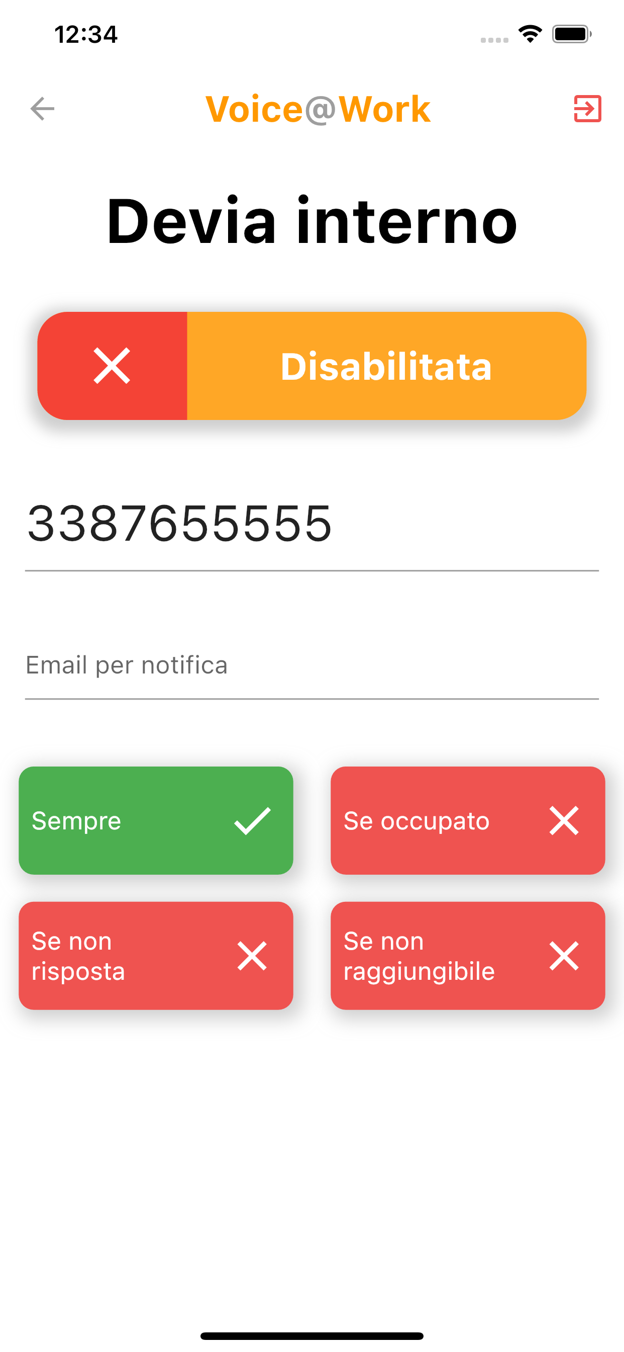 Voice@work App - switchboard forwarding