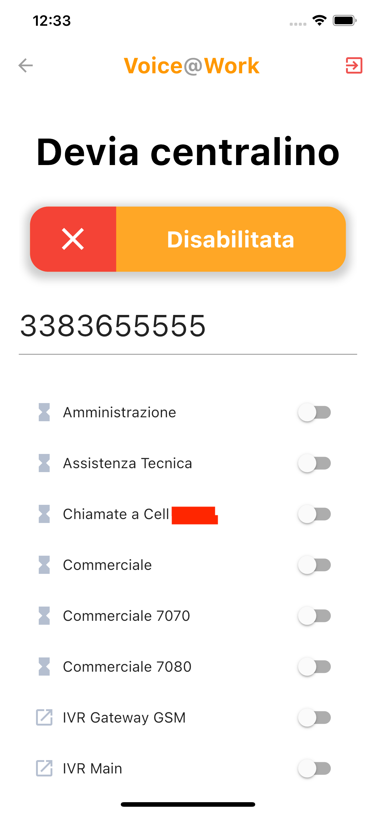 Voice@work App - extension forwarding