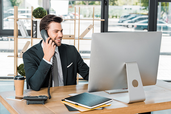 Office phone on a desk