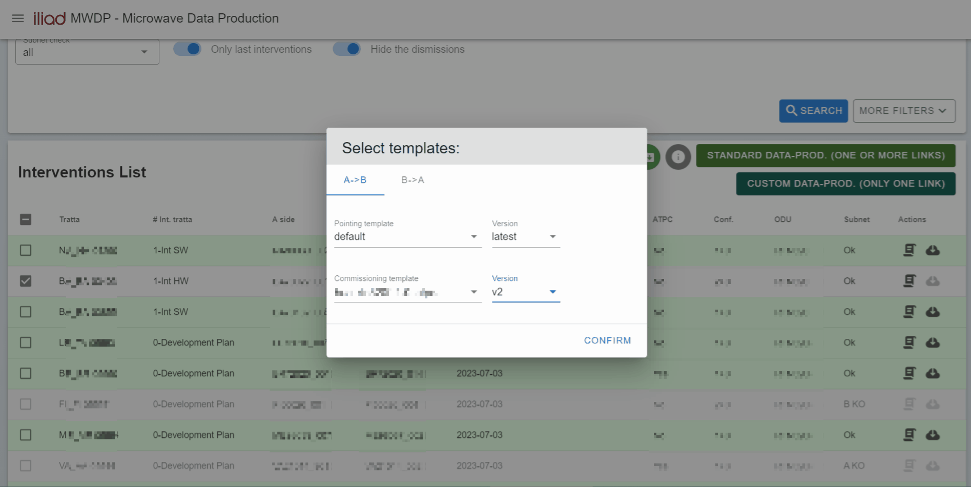 MWDP - template selection